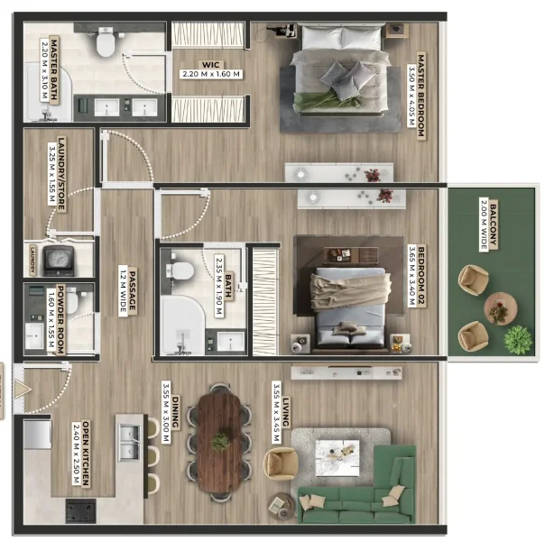 2.0 bedrooms apartments - Firoza