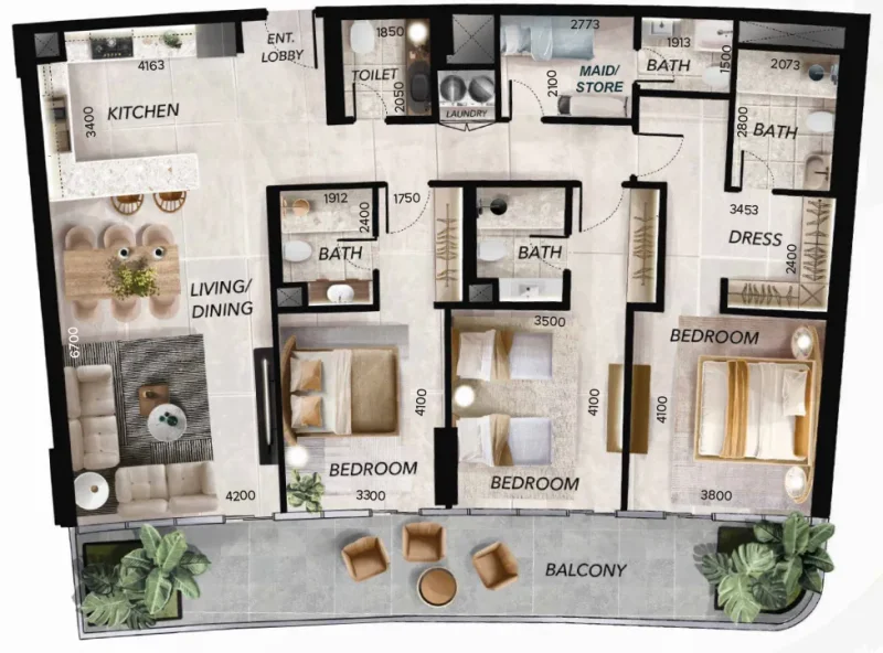 3.5 bedrooms apartments - Radiant Waves