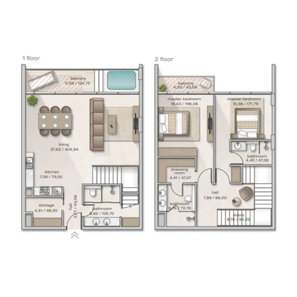 2.0 bedrooms duplex - Zephyra Residences