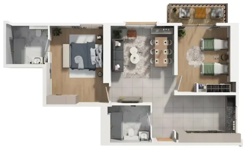 2.0 bedrooms apartments - Barajeel Towers