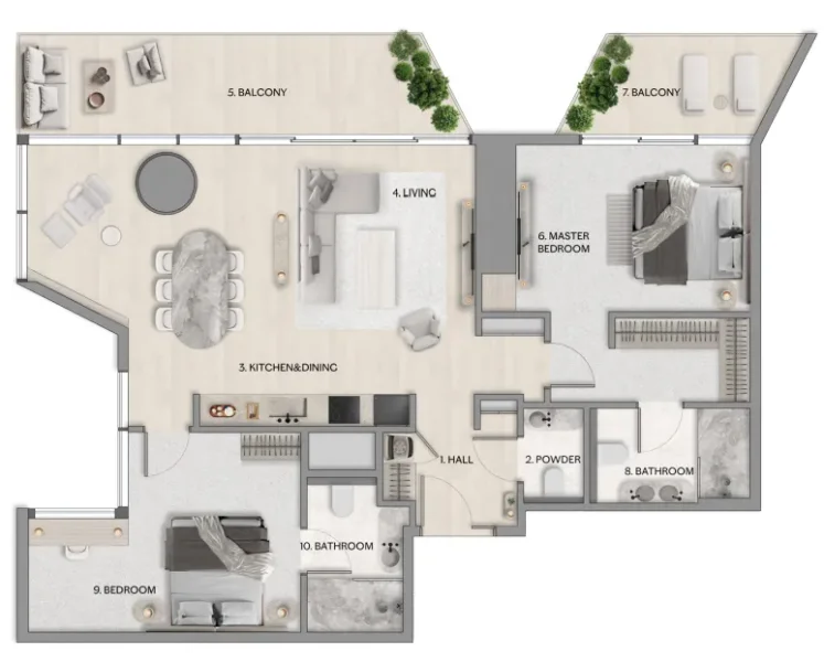 2.0 bedrooms apartments - Riviera Residence