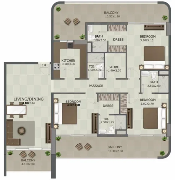 3.0 bedrooms apartments - Regal Crest