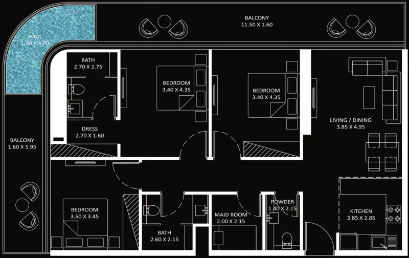 3.0 bedrooms apartments - Bayz 101