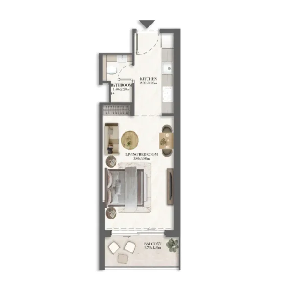 0.0 bedroom apartments - Rotana Residences South Tower