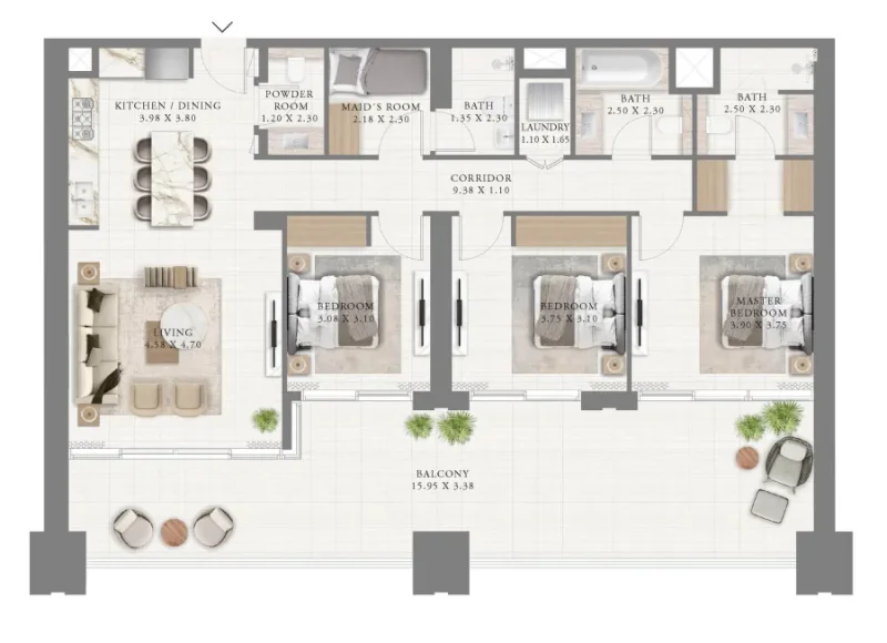 3.0 bedrooms apartments - Palace Residences North