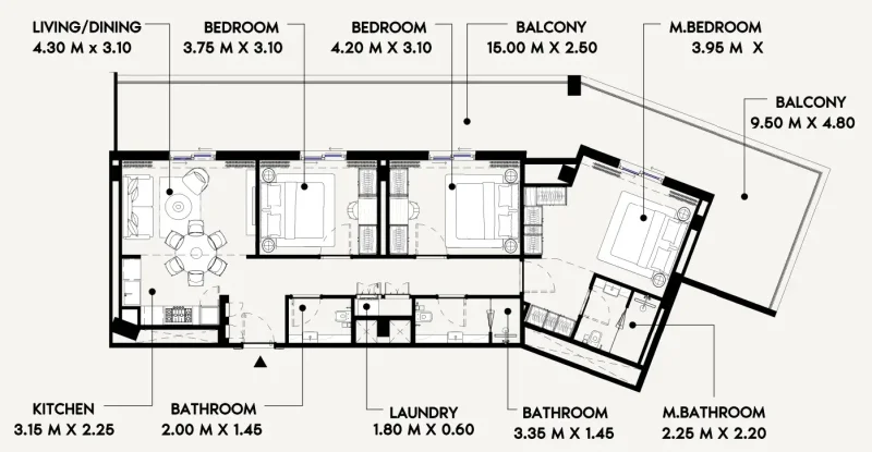 3.0 bedrooms apartments - Azizi Lina