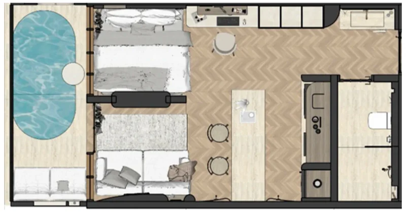 1.0 bedroom apartments - Azoria Living Suluban