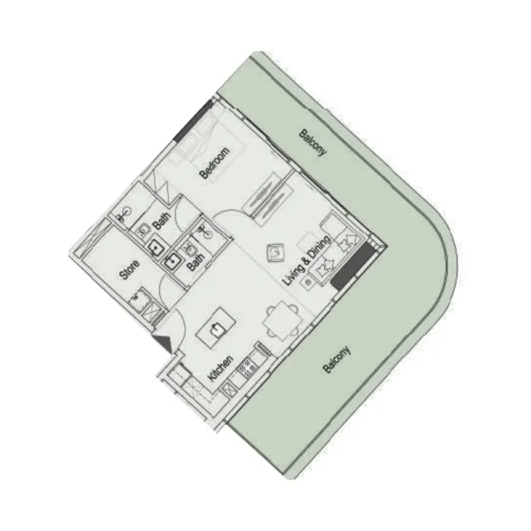 1.5 bedrooms apartments - 15 Cascade Featured by Versace Ceramics