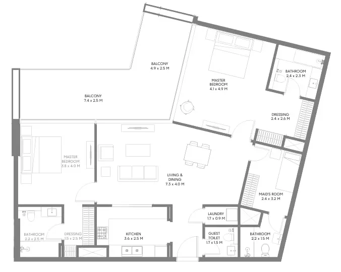 2.0 bedrooms apartments - Safa Parkview