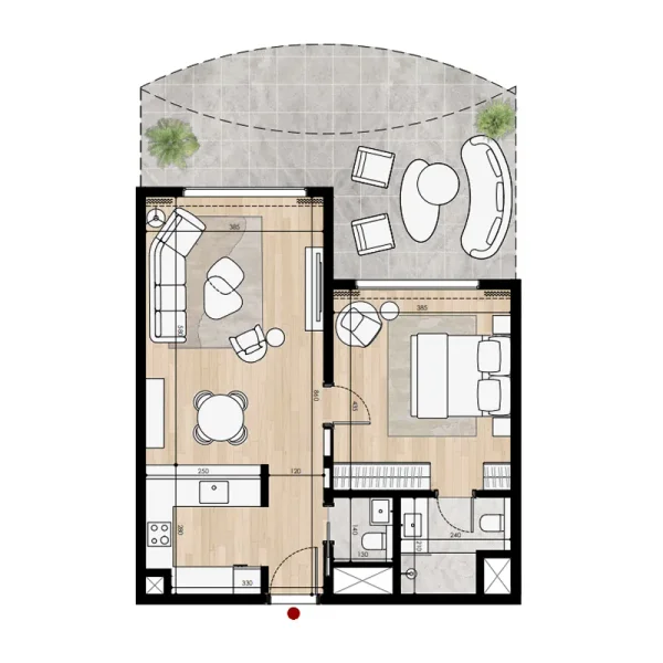 1.0 bedroom apartments - Miraggio Phases 1 and 2