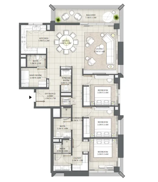 3.0 bedrooms apartments - Mangrove