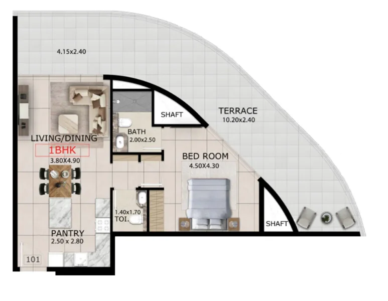 1.0 bedroom apartments - Mayfair Gardens