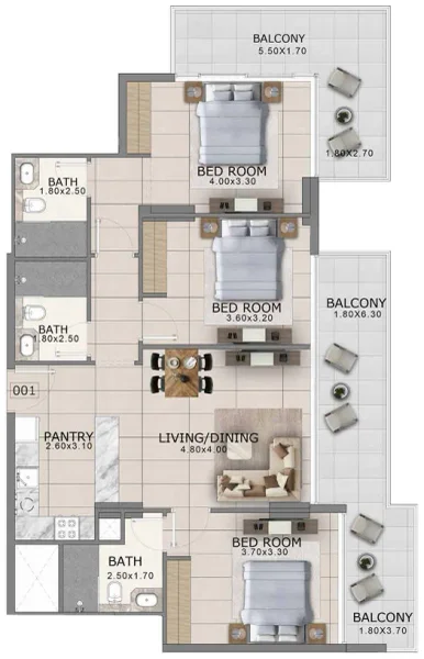 3.0 bedrooms apartments - Arlington Park 2
