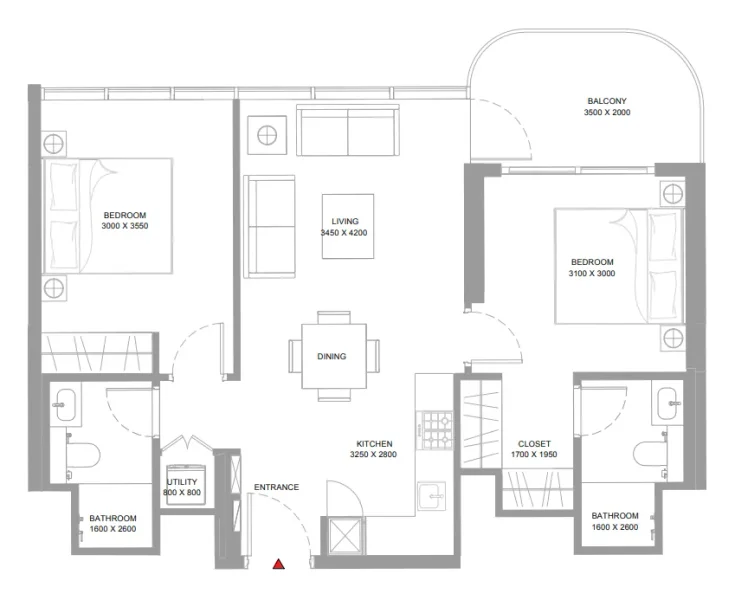 2.0 bedrooms apartments - Bayside Marina Residences