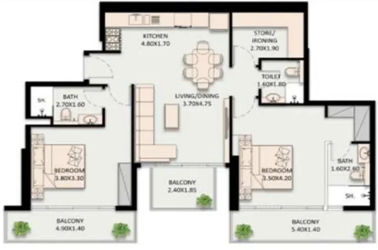 2.0 bedrooms apartments - Golden Wood Views V
