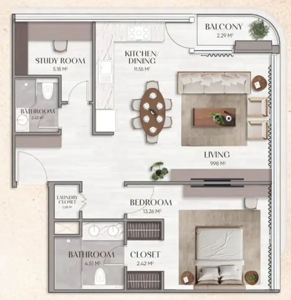 1.0 bedroom apartments - Urban Horizon
