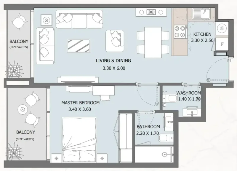1.0 bedroom apartments - Verdana Residence 2