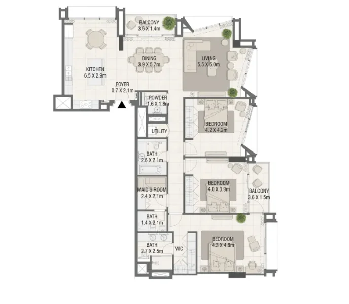 3.5 bedrooms apartments - Design Quarter