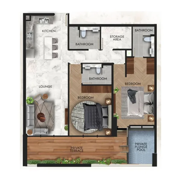 2.0 bedrooms apartments - Lucky Royale Residence