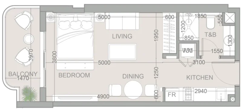 0.0 bedroom apartments - TETR1S Tower