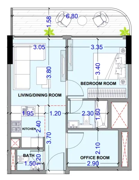 1.0 bedroom apartments - Celesto 3