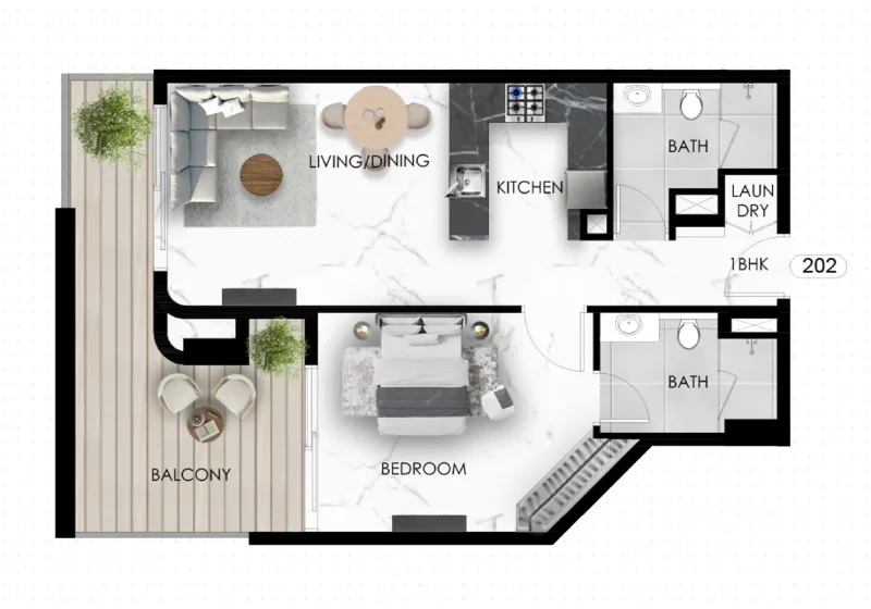 1.0 bedroom apartments - The Eighty Three
