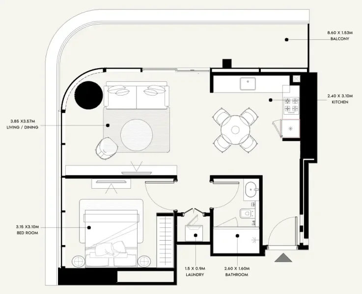 1.0 bedroom apartments - Azizi Milan