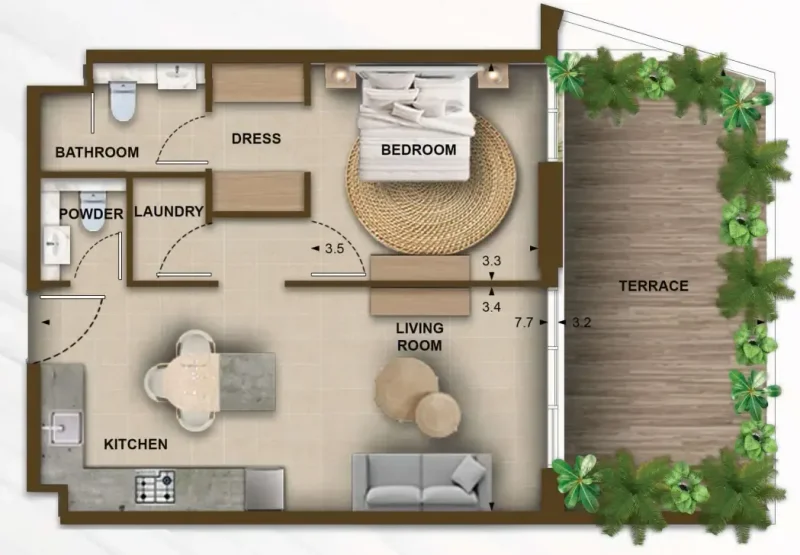 1.0 bedroom apartments - 105 Residences by Kamdar