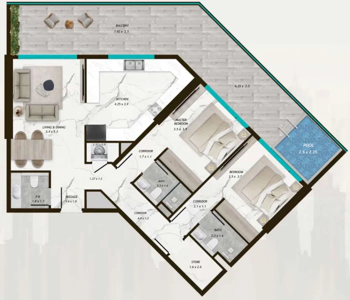 2.0 bedrooms apartments - Samana Parkville