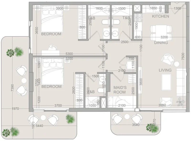 2.0 bedrooms apartments - TETR1S Tower