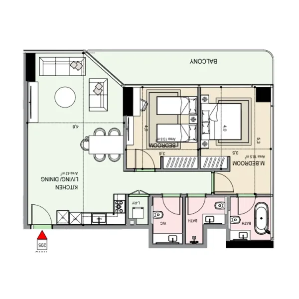 2.0 bedrooms apartments - Edgewater Residences 1, 2 and 3
