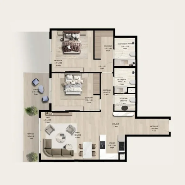 2.0 bedrooms apartments - Manchester City Yas Residences by Ohana