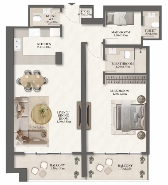 1.0 bedroom apartments - Radisson Residences