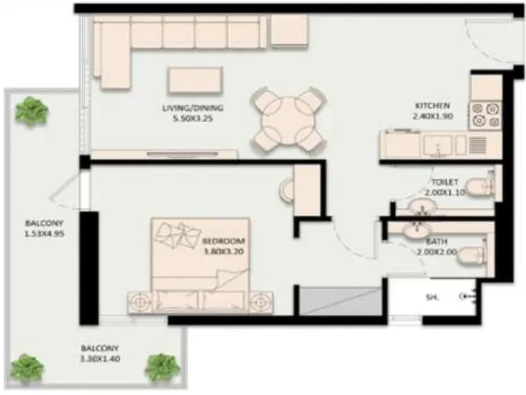 1.0 bedroom apartments - Golden Wood Views V