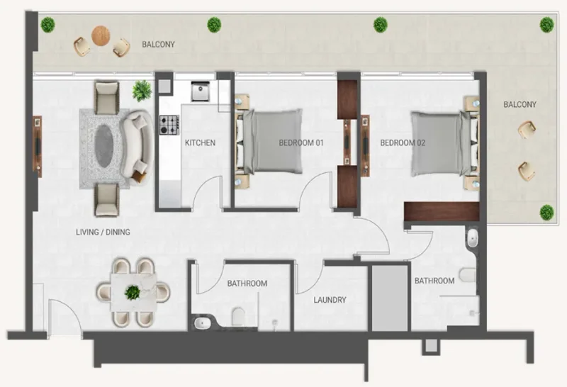 2.0 bedrooms apartments - Crown Palace