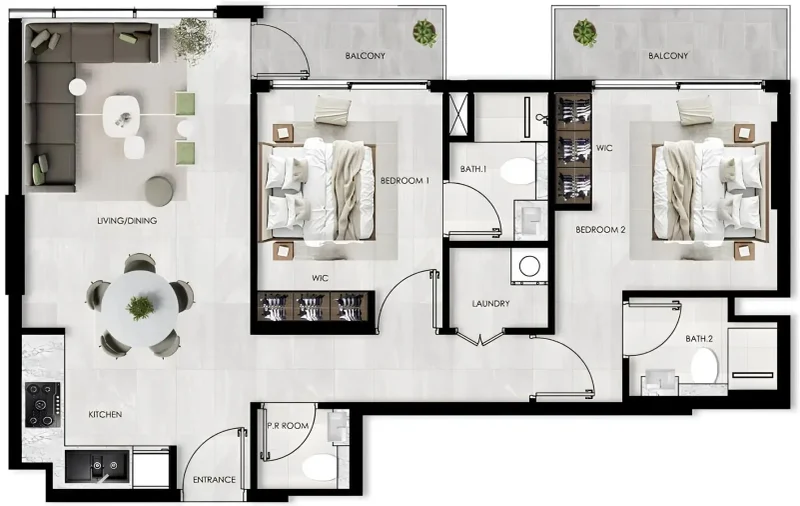 2.0 bedrooms apartments - The Willows Residences