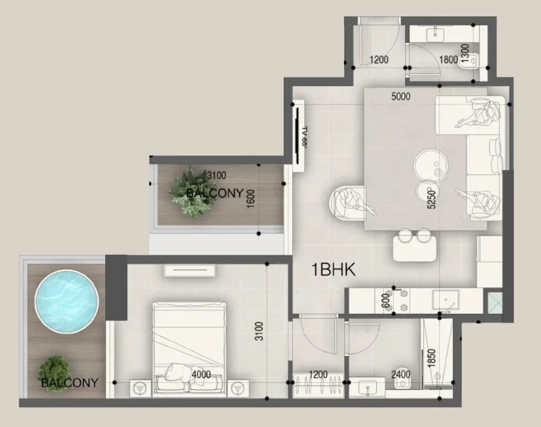 1.0 bedroom apartments - Peace Avenue
