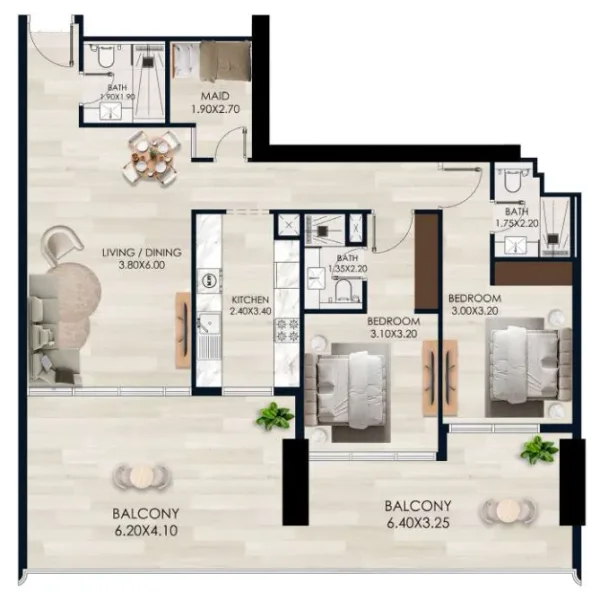 2.5 bedrooms apartments - Vista by Vision
