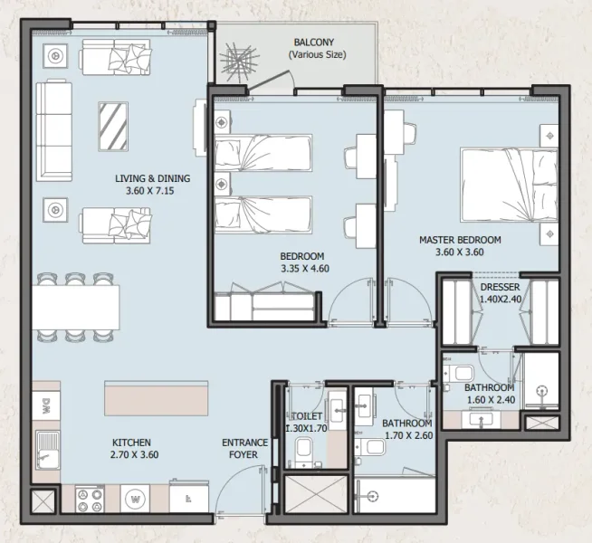 2.0 bedrooms apartments - Verdana Empire