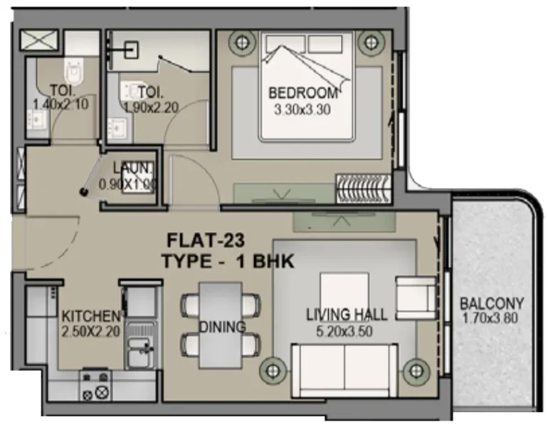 1.0 bedroom apartments - Helvetia Residences