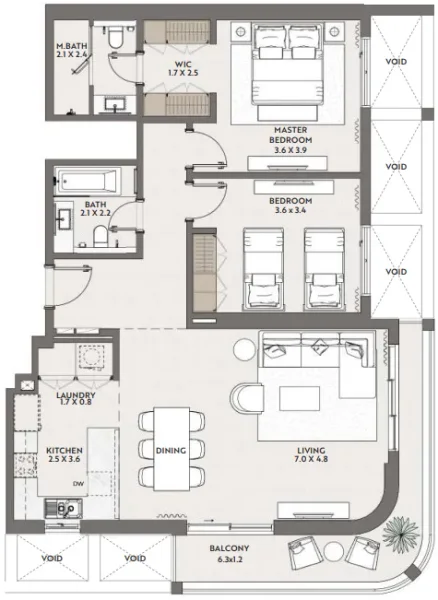 2.0 bedrooms apartments - Cello by Taraf