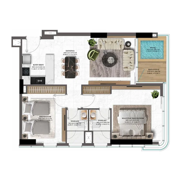 2 bedroom + pool Apartments -  Lazord by Lapis Phases 1 and 2