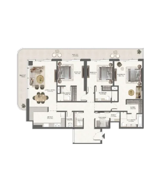 3.0 bedrooms apartments - Rotana Residences South Tower