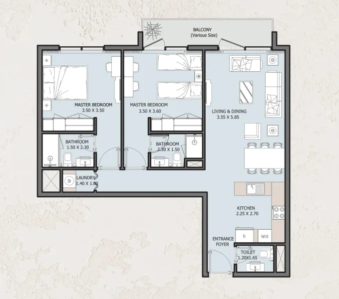 2.0 bedrooms apartments - Verdana Empire