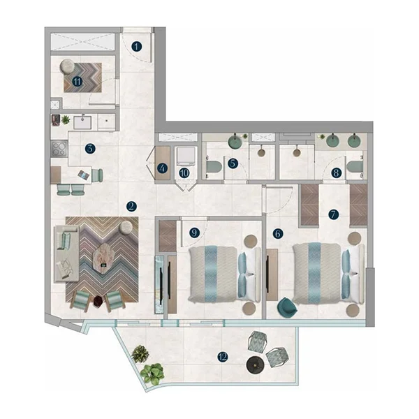 2,5 bedroom Apartments - Octa Isle Interiors by Missoni