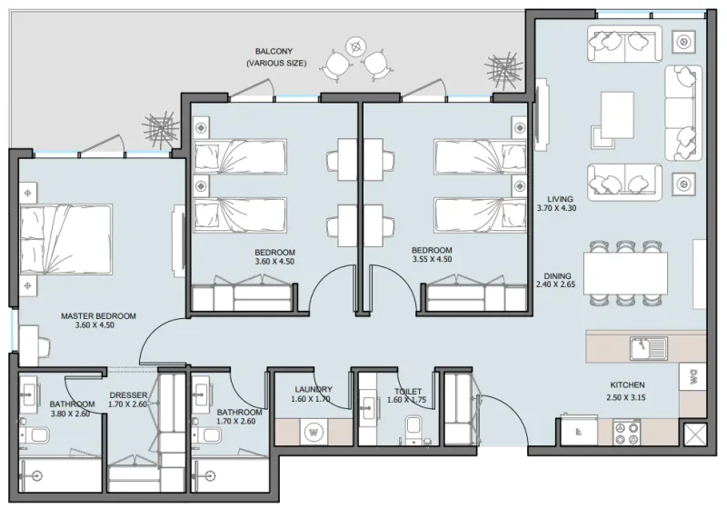 3.0 bedrooms apartments - The District