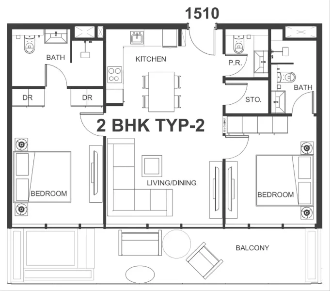 2.0 bedrooms apartments - Interstellar Tower