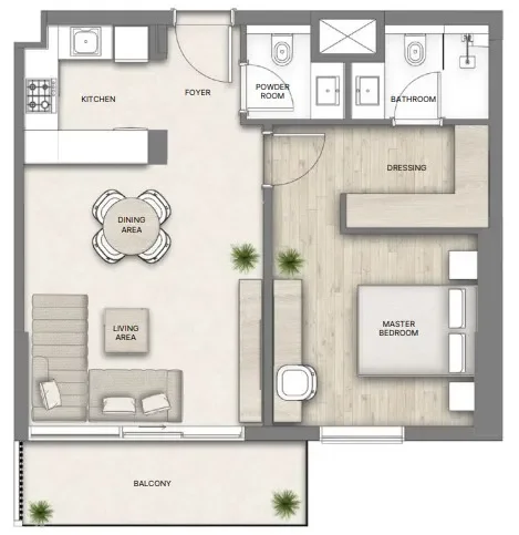 1.0 bedroom apartments - Al Hamra Greens