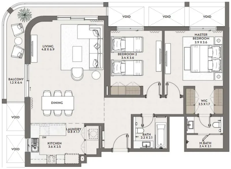 2.0 bedrooms apartments - Cello by Taraf