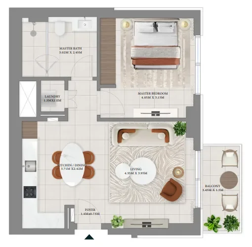 1.0 bedroom apartments - Vida Residences Hillside